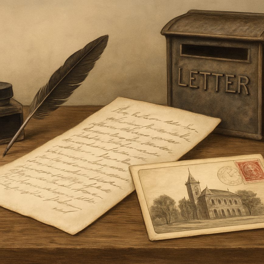 Primeira carta ou cartão postal enviado